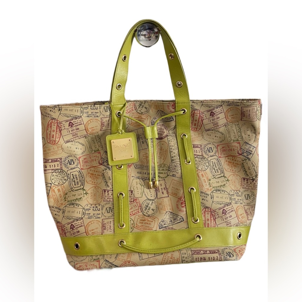 Alviero Martini Limited Edition Passport Stamp Design XL Tote Travel Bag